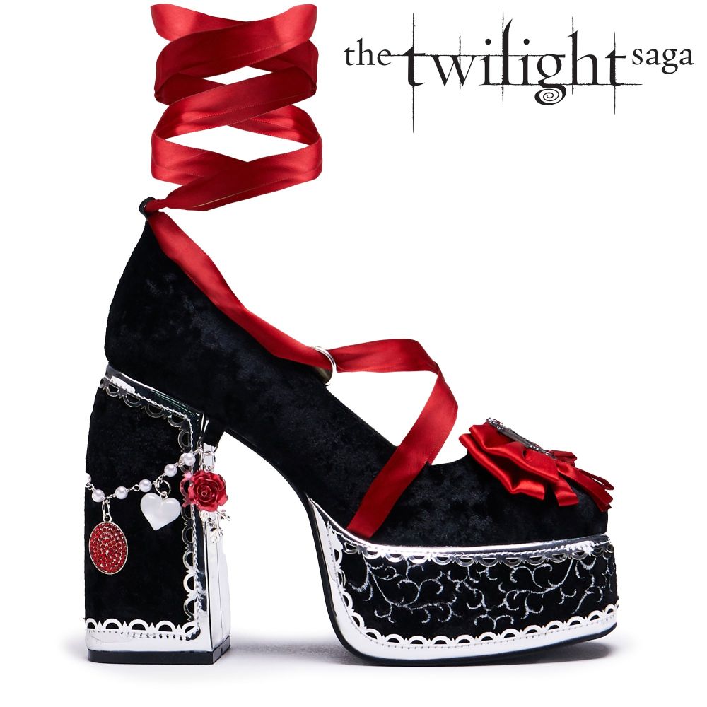 Koi Footwear Twilight - The Cold Ones Midnight Velvet Ornate Platform heels - Black